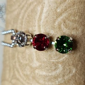 NEW! Swarovski crystal elements 3 stone necklace, handmade